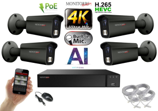 Monitorrs Security 4K IP 4 kamerový set 8 Mpix GTube (6379K4)